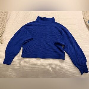 Anthropologie Kendall Royal Blue Ribbed Mockneck Sweater